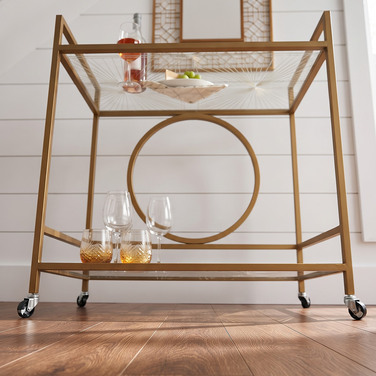 Gold Serving Cart Overhead View