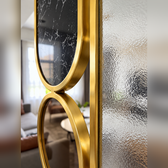 Luxury Golden Frame Marble & Textured Glass Decorative Room Divider – Modern Designer Partition