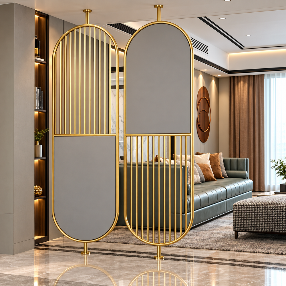 Contemporary Gold & Grey Partition Screen – Per Panel Price