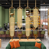 Luxury Golden Metal Room Divider with Woven Cane Design – Modern Partition Panel