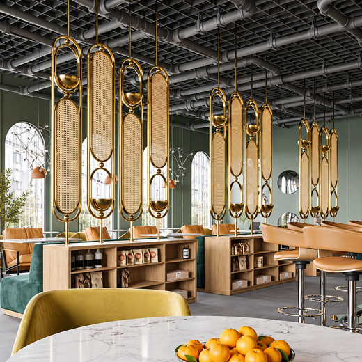 Luxury Golden Metal Room Divider with Woven Cane Design – Modern Partition Panel