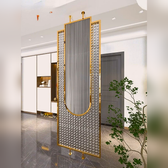 Luxury Golden Frame Ribbed & Crystal Glass Room Divider