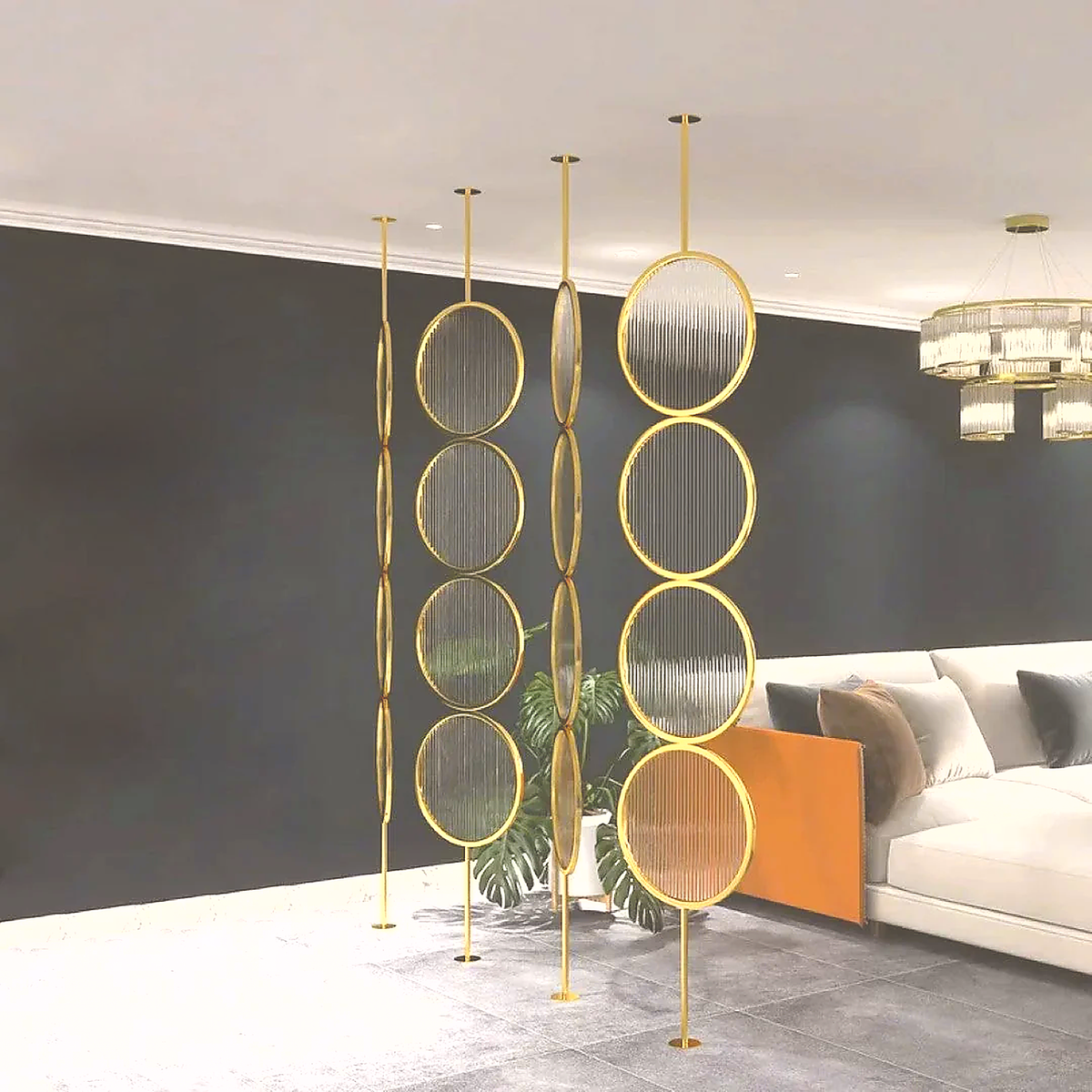 Luxury Golden Circular Glass Room Divider