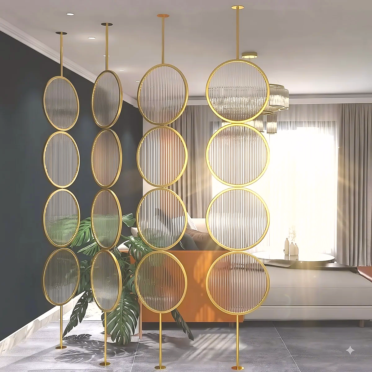 Luxury Golden Circular Glass Room Divider