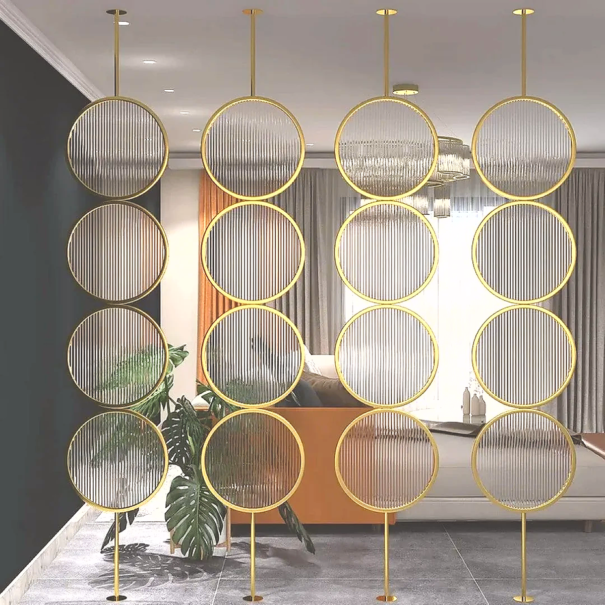 Luxury Golden Circular Glass Room Divider