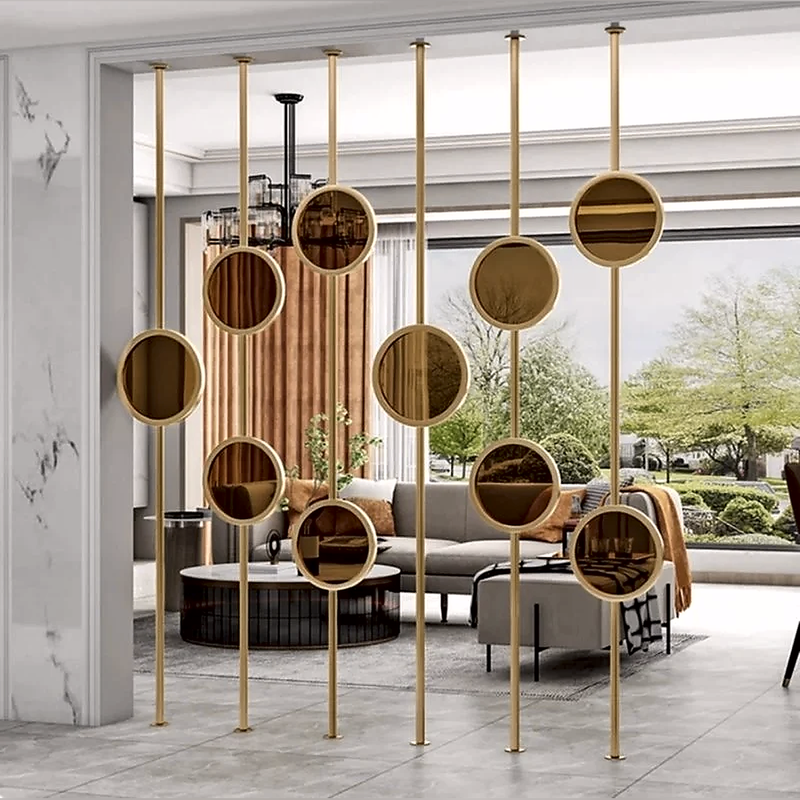 Luxury Gold Frame Circular Mirror Partition – Art Deco Style