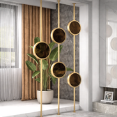 Luxury Gold Frame Circular Mirror Partition – Art Deco Style