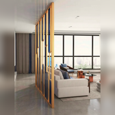 Luxury Gold Partition with Blue Glass Accents – Modern Artistic Room Divider