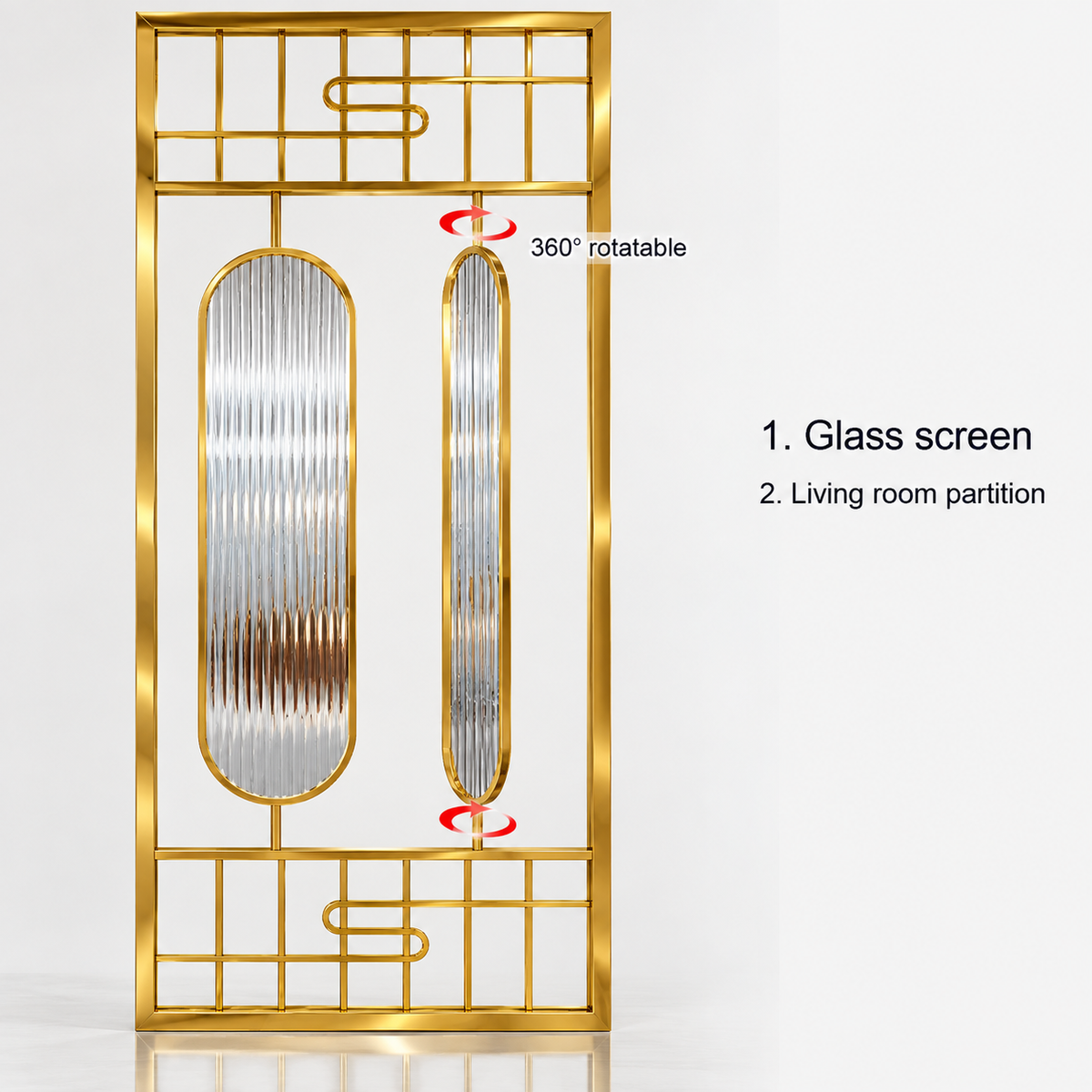Luxury Art Deco Golden Frame Glass Partition