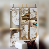 Luxury Marble Metal Partition Design for Living Room