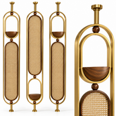 Stylish Gold & Wood Partition with Decorative Elements