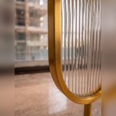 Luxury Golden Geometric Fluted Glass Room Divider – Modern Decorative Partition Screen