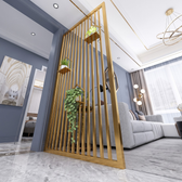 Luxury Golden Metal Room Divider with Decorative Plant Shelves – Modern Vertical Slat Partition for Living Room