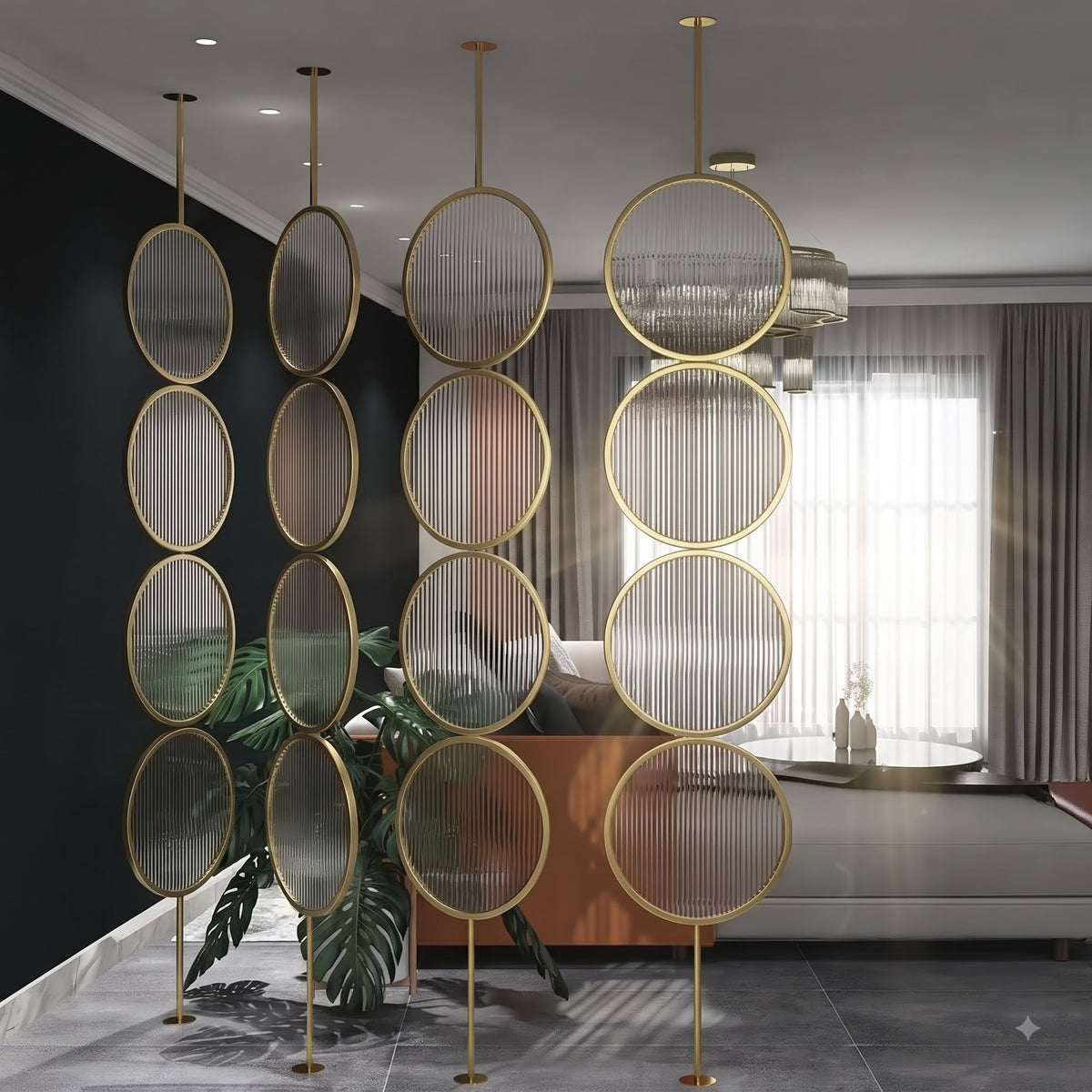 Luxury Golden Circular Glass Room Divider
