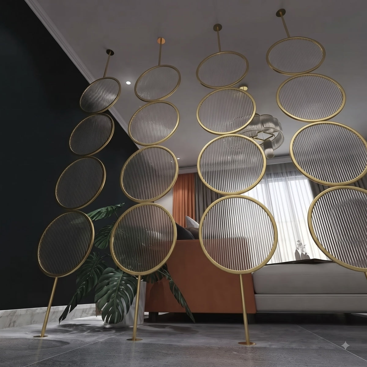 Luxury Golden Circular Glass Room Divider