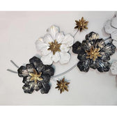 Luxury 3D Floral Metal Wall Art – Gold & Black-Blue Statement Decor - gold-finished metal wall art for living room wall - view 2 | Kraft Vision