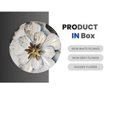 Luxury 3D Floral Metal Wall Art – Gold & Black-Blue Statement Decor - gold-finished metal wall art for living room wall - view 6 | Kraft Vision