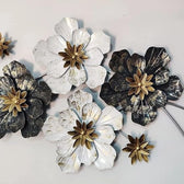 Luxury 3D Floral Metal Wall Art – Gold & Black-Blue Statement Decor - gold-finished metal wall art for living room wall - view 4 | Kraft Vision