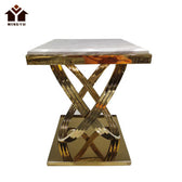 Luxury Marble Top Side Table with Golden Stainless Steel Base – Modern Accent Table - marble side table for living room - view 4 | Kraft Vision