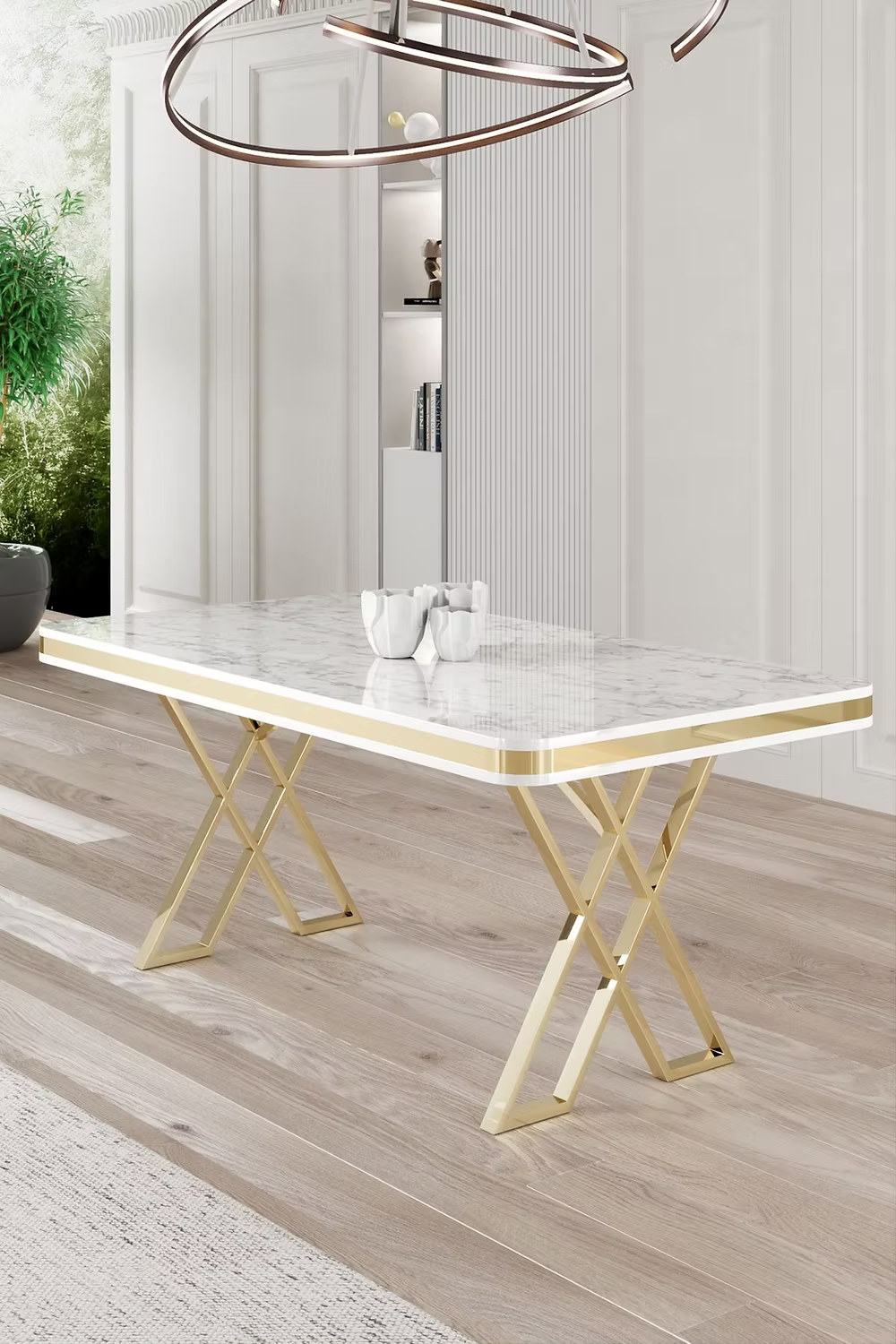 Zenith Dining Table - premium wood and metal dining table for dining room - view 4 | Kraft Vision