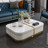 Luxury Black & White Marble Coffee Table Set with Golden Accents - marble center table for living room - view 3 | Kraft Vision