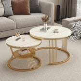 Luxury Black Marble Coffee Table Set with Golden Base – Modern Living Room - marble center table for living room - view 2 | Kraft Vision