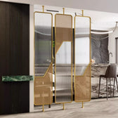 Luxury Fusion Partition – Ribbed Glass & Rattan Cane Design - glass Room Divider for living room - view 4 | Kraft Vision
