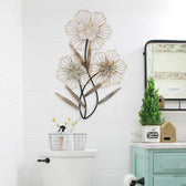 Metal Floral Wire Frame Wall Art – Elegant Flower Design - metal wall art for living room wall - view 3 | Kraft Vision
