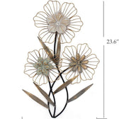 Metal Floral Wire Frame Wall Art – Elegant Flower Design - metal wall art for living room wall - view 2 | Kraft Vision