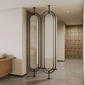Modern Black Frame Rattan Weave Partition - handcrafted Room Divider for living room - view 5 | Kraft Vision
