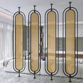 Modern Black Frame Rattan Weave Partition - handcrafted Room Divider for living room - view 7 | Kraft Vision