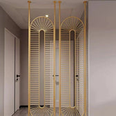 Modern Gold Geometric Partition – Radiating Oval Design - gold-finished metal Room Divider for living room - view 2 | Kraft Vision
