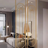 Modern Gold Geometric Partition – Radiating Oval Design - gold-finished metal Room Divider for living room - view 3 | Kraft Vision