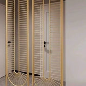 Modern Gold Geometric Partition – Radiating Oval Design - gold-finished metal Room Divider for living room - view 4 | Kraft Vision