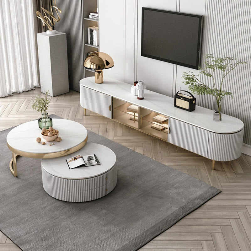 Modern Luxury Marble Coffee Table Set with Gold Accents – Living Room Centerpiece - marble center table for living room - view 1 | Kraft Vision