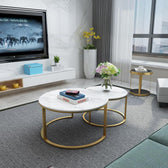 Modern Luxury Marble Coffee Table Set with Gold Accents – Living Room Centerpiece - marble center table for living room - view 3 | Kraft Vision