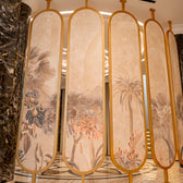 Luxury Gold Floral Room Divider – Elegant Botanical Decorative Partition