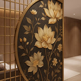 Luxury Golden Lotus Decorative Room Divider | Premium Designer Partition