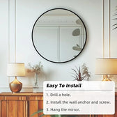 Eclipse Black Round Mirror