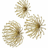 3D Abstract Burst Metal Wall Art – Golden Wall Sculpture (Set of 3) - gold-finished metal wall art for living room wall - view 2 | Kraft Vision