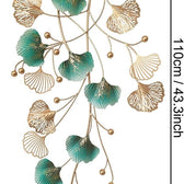 Ginkgo Leaf Metal Wall Art – Green & Gold Hanging Décor - gold-finished metal wall art for living room wall - view 4 | Kraft Vision