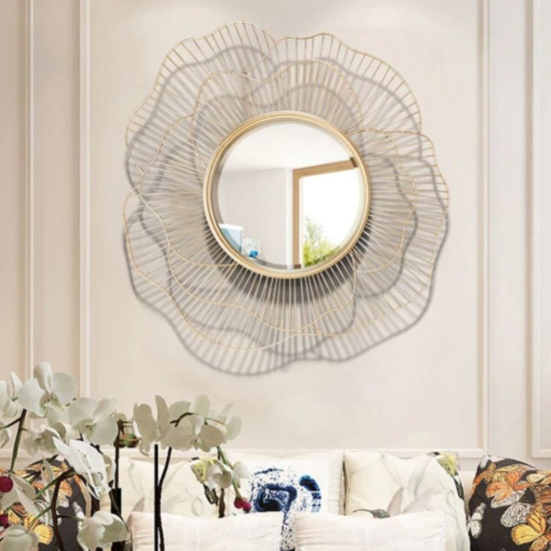 Rose Design Gold Plated Wall Mirror