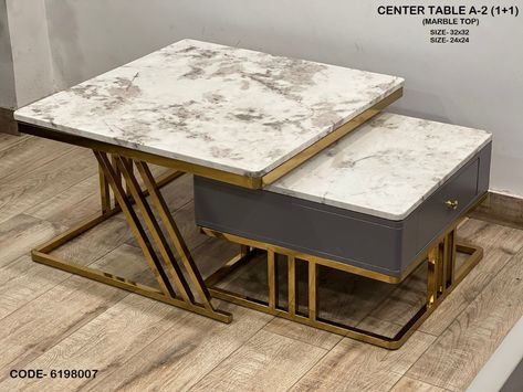 CENTRE TABLE  SET OF 2 WITH BOX  AND MARBLE TOP