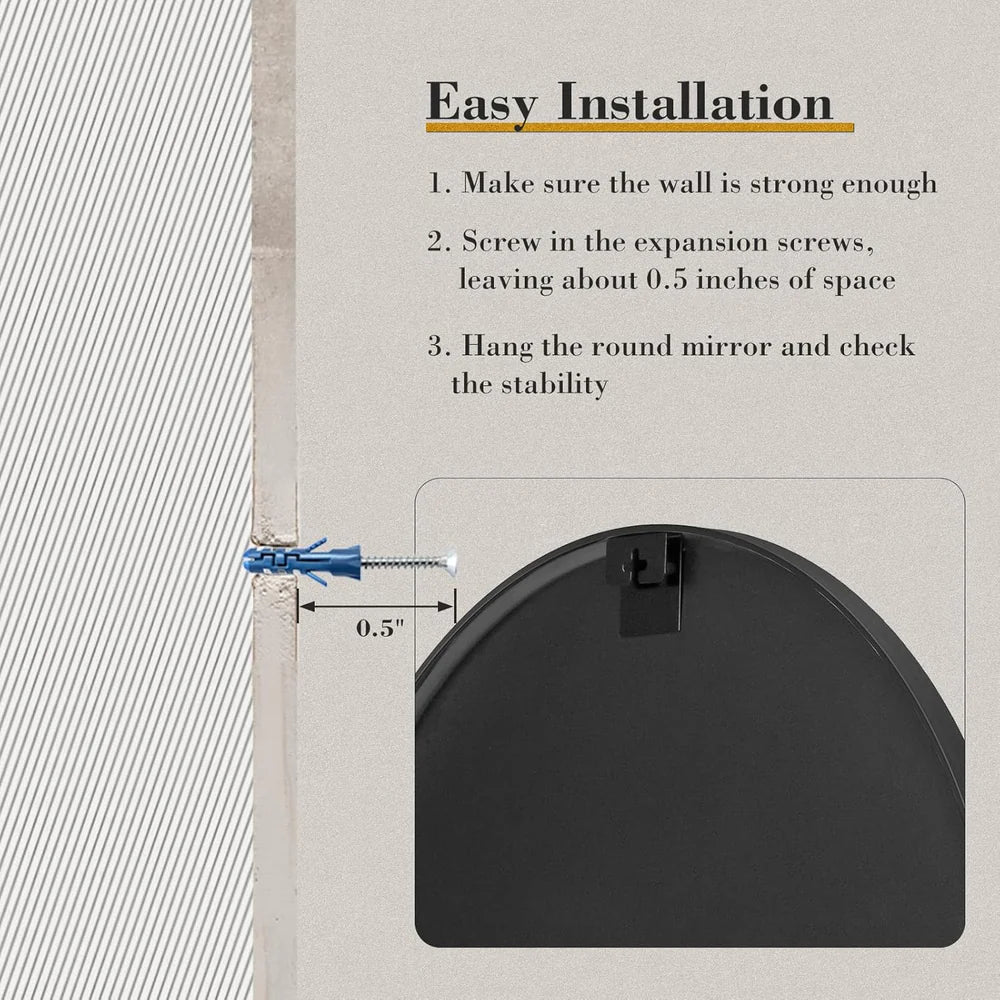 Eclipse Black Round Mirror