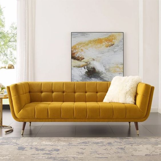 Yellow Luxury Designer Sofa With Comfortable Seating