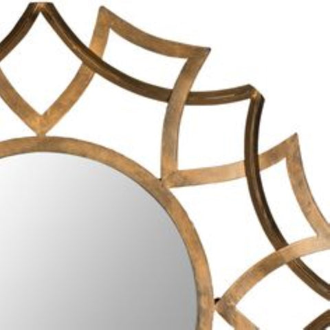 Curved Design Wall Mirror With Gold And Black Finish Shade