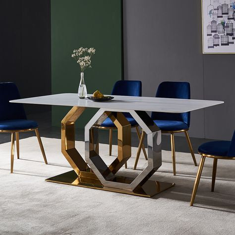 HEXAGON DINING SET WITH MARBLE TOP