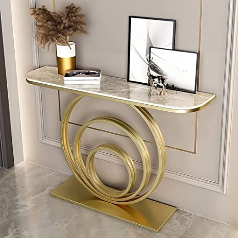 ROUND RINGS  CONSOLE TABLE WITH MARBLE TOP
