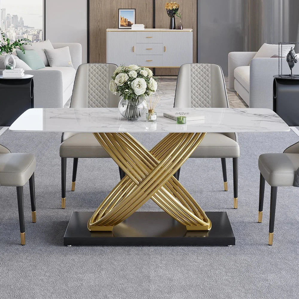 Crest Dining Table - premium wood and metal Dining Table for dining room - view 3 | Kraft Vision