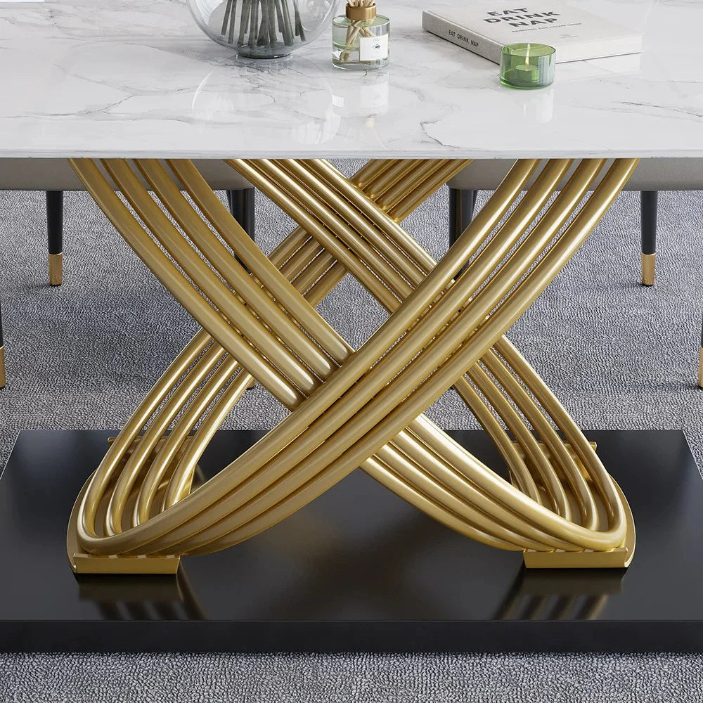 Crest Dining Table - premium wood and metal Dining Table for dining room - view 4 | Kraft Vision